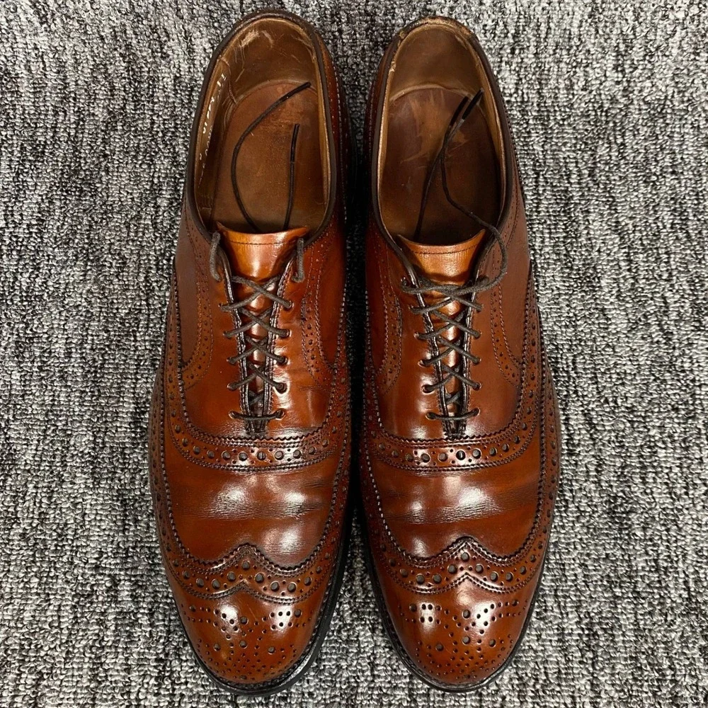 Allen Edmonds McAllister Wingtip Oxford Mens 9 D Brown Leather Brogue Shoes USA